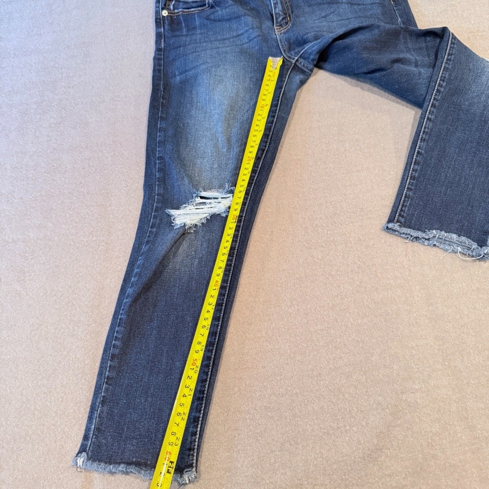 JUST USA Distressed Skinny Jeans Womens Size 29 Blue Stretch Mid Rise Frayed Hem - Picture 3 of 10
